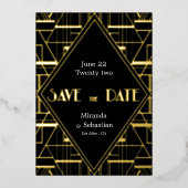 Art Deco Vintage Gatsby Save the Date  Folie Uitnodiging (Voorkant)