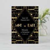 Art Deco Vintage Gatsby Save the Date  Folie Uitnodiging (Staand Voorkant)