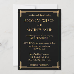 Art Deco Vintage Great Gatsby Bruiloft Magnetische Uitnodiging
