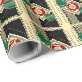 Art Deco Vintage Kerstornamenten Cadeaupapier (Rol Hoek)