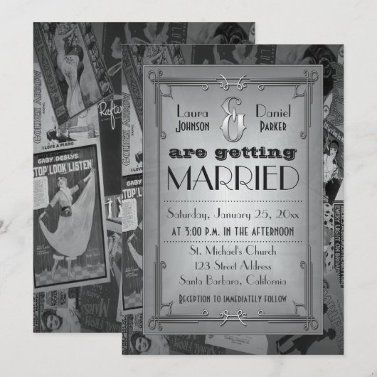 Art Deco Vintage Posters Weddenschap Kaart (Voorkant / Achterkant)