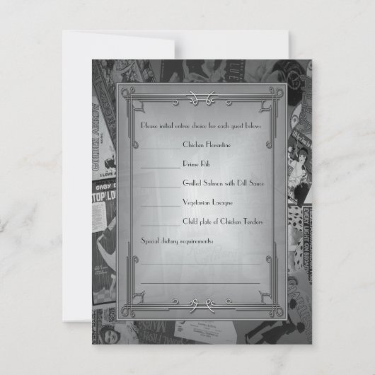 Art Deco Vintage Posters Weddenschap RSVP (Achterkant)