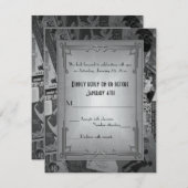 Art Deco Vintage Posters Weddenschap RSVP (Voorkant / Achterkant)