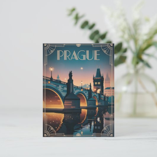 Art deco vintage van Praag Briefkaart (Staand voorkant)