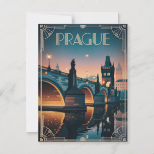 Art deco vintage van Praag Briefkaart