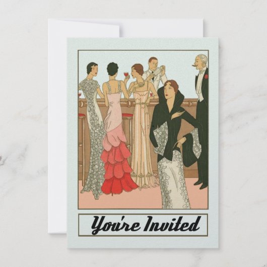 Art Deco Vintage Verfijnde Jubileumfeest Kaart (Voorkant)