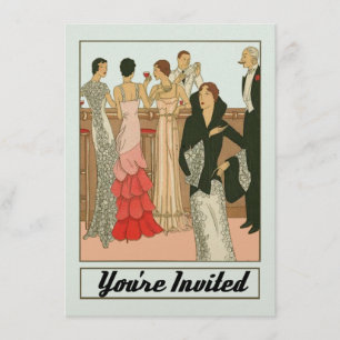 Art Deco Vintage Verfijnde Jubileumfeest Kaart