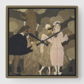 Art Deco vintage, Verrassing door George Barbier Vierkante Klok (Voorkant)