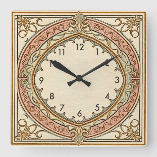 Art Deco Vintage Vierkante Klok (Voorkant)