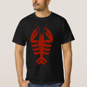 Art Deco Vintage Zeevruchten Kreeft in Rood T-shirt