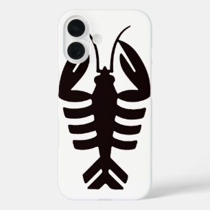 Art Deco Vintage Zeevruchten, Kreeft in Zwart iPhone 16 Hoesje