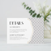 Art Deco Vintage Zwart/Wit Trouwdetails Informatiekaartje (Staand voorkant)
