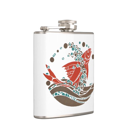 Art Deco Vis met bubbels Heupfles (Rechts)