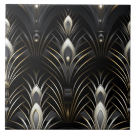 Art Deco vleugels, wit en goud Tegeltje