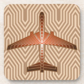 Art Deco-vliegtuig, Bronze, Gold en Rust Brown Onderzetter (Voorkant)