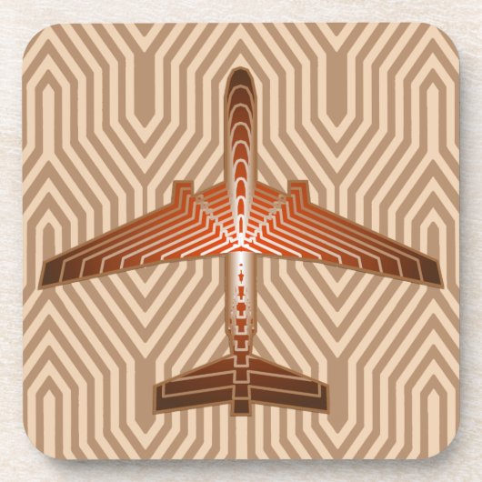 Art Deco-vliegtuig, Bronze, Gold en Rust Brown Onderzetter (Voorkant)