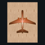 Art Deco-vliegtuig, Bronze, Gold en Rust Brown Poster<br><div class="desc">Afdrukken in een kunstdeco-geïnspireerd concept van een futuristisch vlak,  in een gestreepte,  zijdeachtige gradiënt van brons/roestbruin,  voorzien van zacht goud,  op een beige en tan Deco-achtergrond</div>