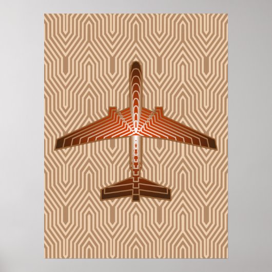 Art Deco-vliegtuig, Bronze, Gold en Rust Brown Poster (Voorkant)