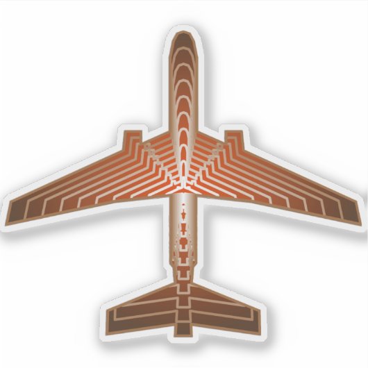Art Deco-vliegtuig, Bronze, Gold en Rust Brown Sticker (Voorkant)