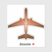 Art Deco-vliegtuig, Bronze, Gold en Rust Brown Sticker (Vel)