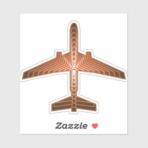 Art Deco-vliegtuig, Bronze, Gold en Rust Brown Sticker