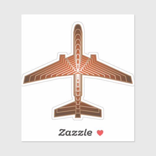 Art Deco-vliegtuig, Bronze, Gold en Rust Brown Sticker (Vel)
