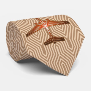 Art Deco-vliegtuig, Bronze, Gold en Rust Brown Stropdas