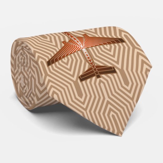 Art Deco-vliegtuig, Bronze, Gold en Rust Brown Stropdas (Opgerold)