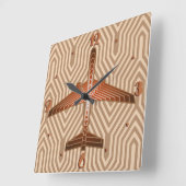 Art Deco-vliegtuig, Bronze, Gold en Rust Brown Vierkante Klok (Hoek)