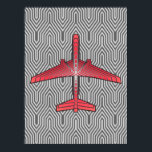 Art Deco-vliegtuig, Coral Oranje en Silver Grey Poster<br><div class="desc">Afdrukken in een kunstdeco-geïnspireerd concept van een futuristisch vlak,  in een gestreepte,  zijdeachtige gradiënt van zilvergrijs / grijze strepen op diep koraal sinaasappel,  tegen een lichte en diepe zilvergrijze achtergrond van Deco</div>