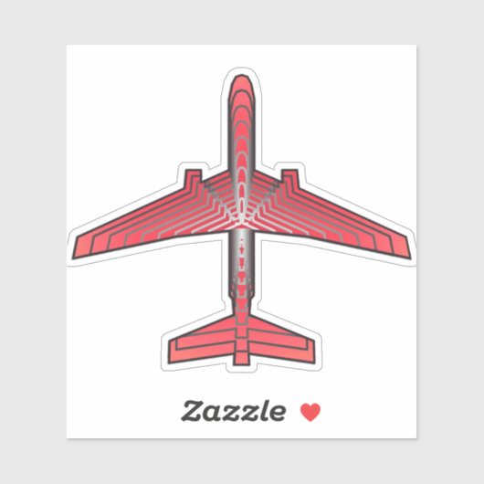 Art Deco-vliegtuig, Coral Oranje en Silver Grey Sticker (Vel)