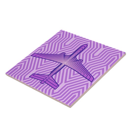 Art Deco-vliegtuig, Violet Paars en lavender Tegeltje (Zijkant)