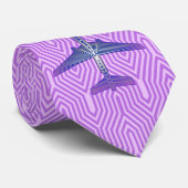Art Deco-vliegtuig, Violet Paars en Silver Grey Stropdas (Opgerold)