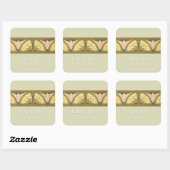 Art Deco Vlinder Aardetinten Vierkante Sticker (Vel)