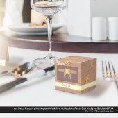 Art Deco Vlinder Bruiloft Antiek Goud en Roze Bedankdoosjes