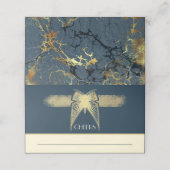 Art Deco Vlinder Bruiloft Antiek Gouden Blauwe Ten Plaatskaartje (Buitenkant ongevouwen)