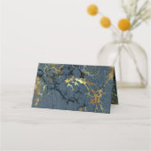 Art Deco Vlinder Bruiloft Antiek Gouden Blauwe Ten Plaatskaartje (Achterkant)