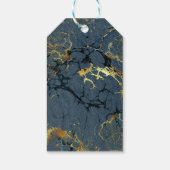 Art Deco Vlinder Goud Blauw "Dank u" Cadeaulabel (Achterkant)