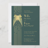 Art Deco Vlinder Groen en Gouden Bruiloft Kaart (Voorkant)