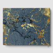 Art Deco Vlinder Monogram Blauw en Gouden Bruiloft Gastenboek (Achterkant)