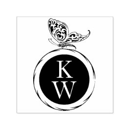  Art Deco Vlinder Monogram Boek Retour Zelfinktende Stempel