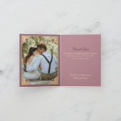 Art Deco vlinder monogram foto roze goud Bedankkaart (Binnen)