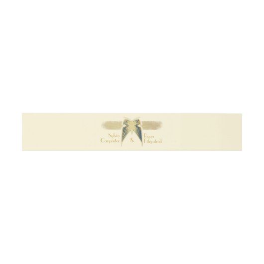 Art Deco Vlinder Monogram Gouden Bruiloft Uitnodigingen Wikkel (Vlak)