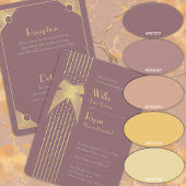 Art Deco Vlinder Roze en Gouden Bruiloft Kaart