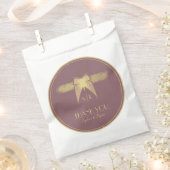 Art Deco Vlinder Roze Goud "Dank je" Bruiloft Bedankzakje (Geknipt)