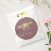 Art Deco Vlinder Roze Goud "Dank je" Bruiloft Bedankzakje (Gezegeld)