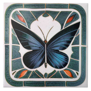 Art Deco vlindermuurdecoratie Art Nouveau keramiek Tegeltje