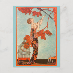 Art Deco, Vluchtige vogel van George Barbier Briefkaart