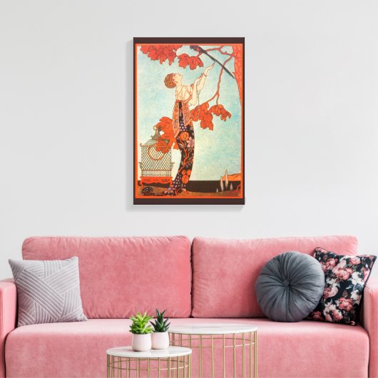  Art Deco, Vluchtige vogel van George Barbier Canvas Afdruk (Insitu (Woonkamer))