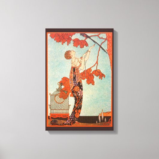  Art Deco, Vluchtige vogel van George Barbier Canvas Afdruk (Voorkant)